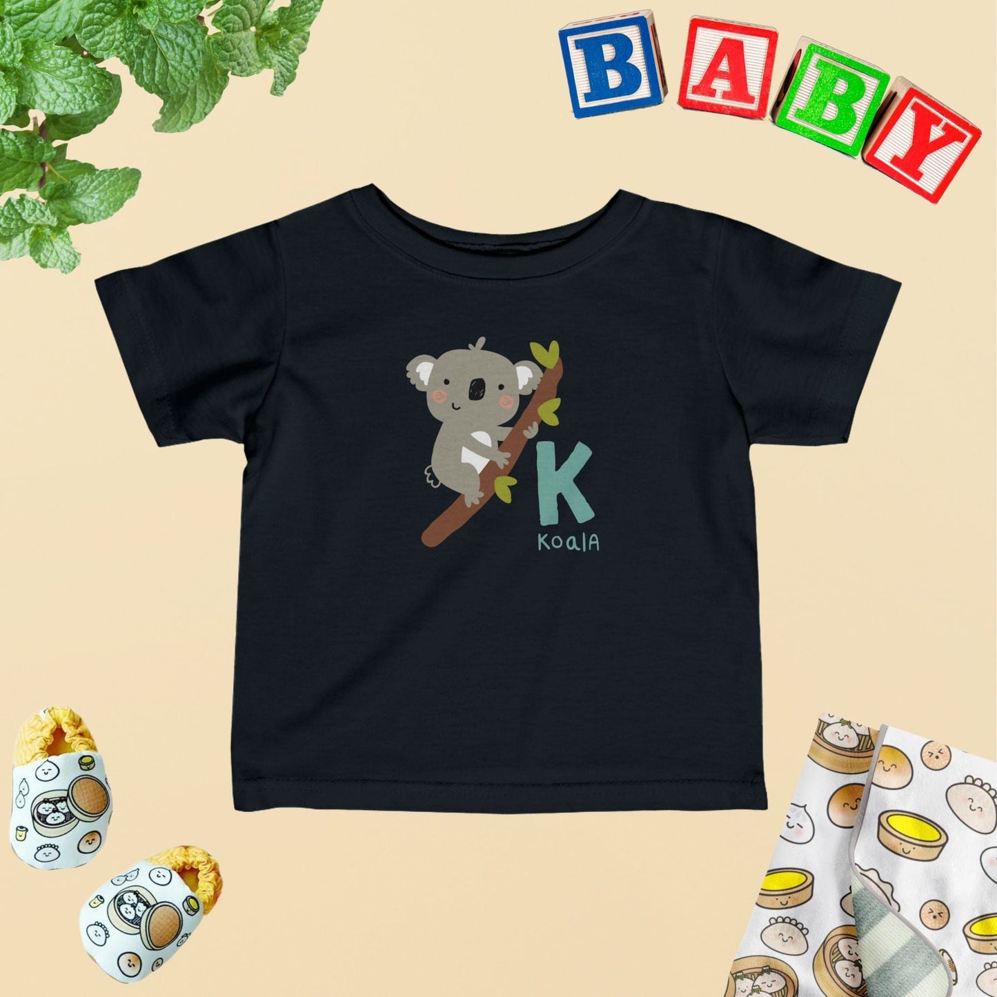 Animal Alphabet - K for Koala Baby Tee - Unisex Graphic Tee for Babies