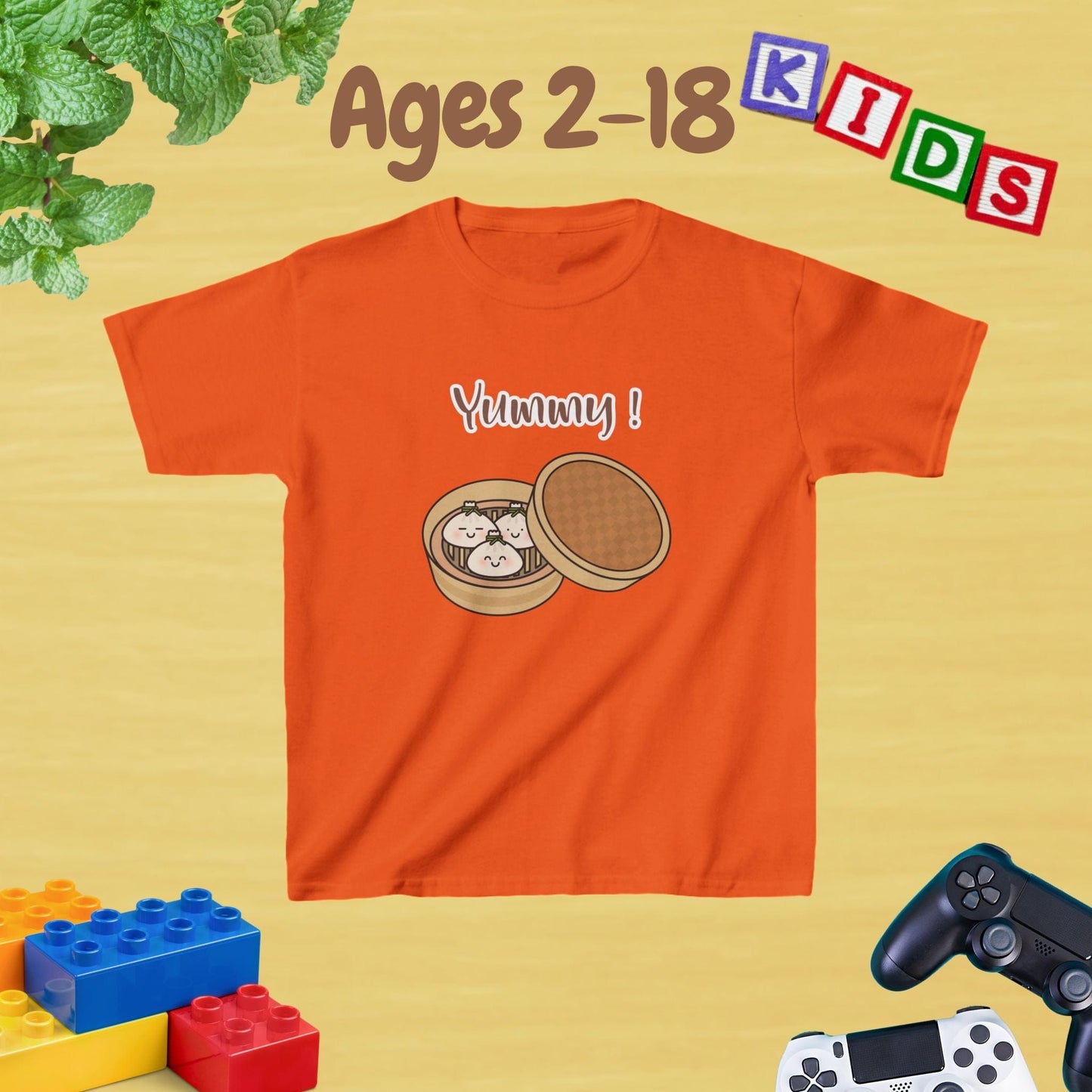 Yummy Dumplings Kids T-Shirt Fun Foodie - Unisex Graphic Tee for Kids Age 2-18