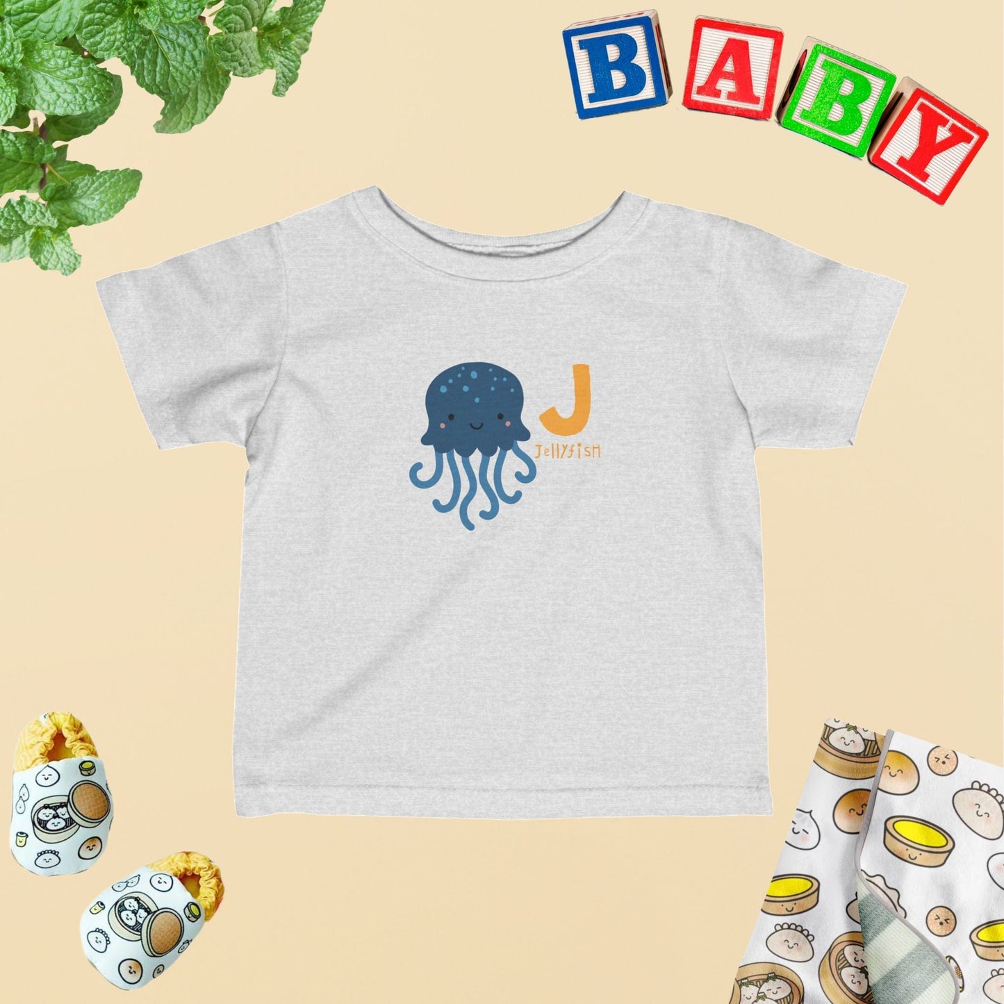 Animal Alphabet - J for Jellyfish Baby Tee - Unisex Graphic Tee for Babies