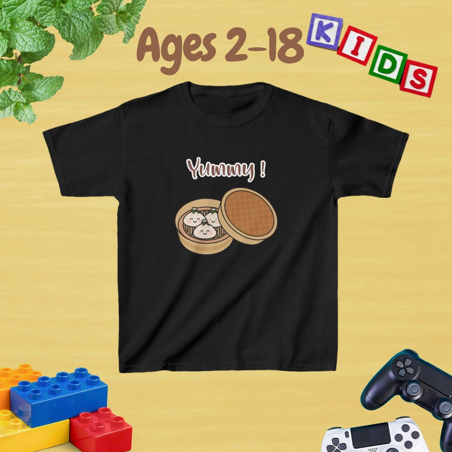 Yummy Dumplings Kids T-Shirt Fun Foodie - Unisex Graphic Tee for Kids Age 2-18