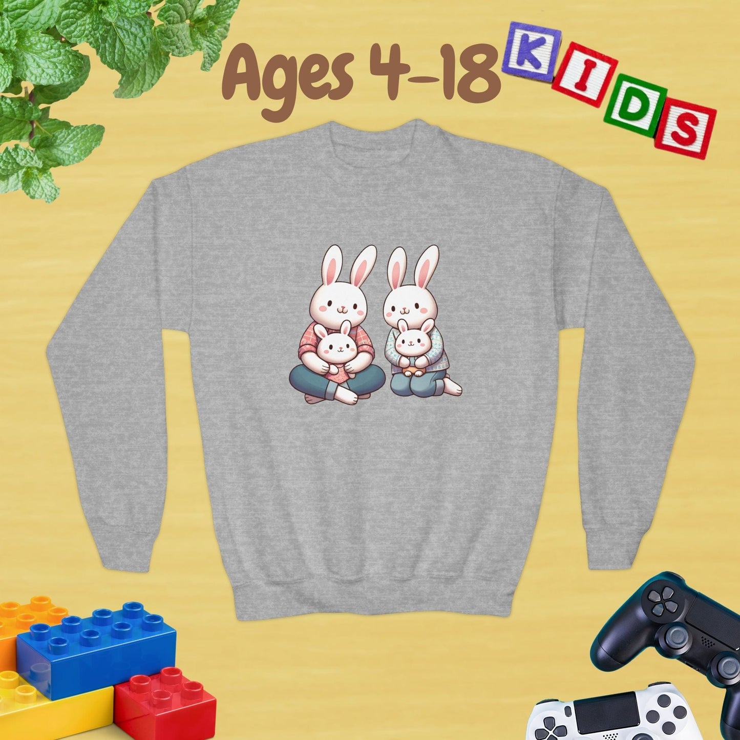 Bunny Family Ages 4-18 Kids Sweatshirt