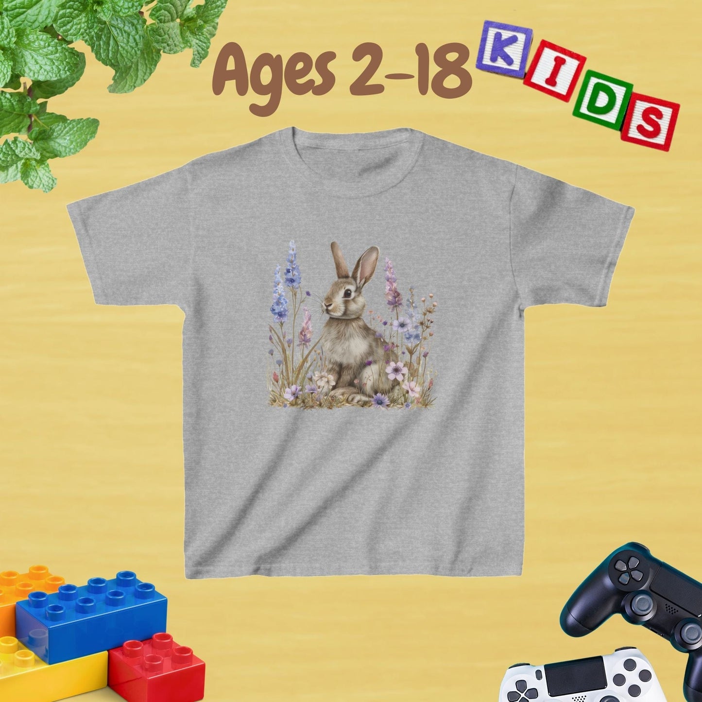My Grey Bunny Kids Tee - Unisex Graphic Tee for Kids Age 2-18