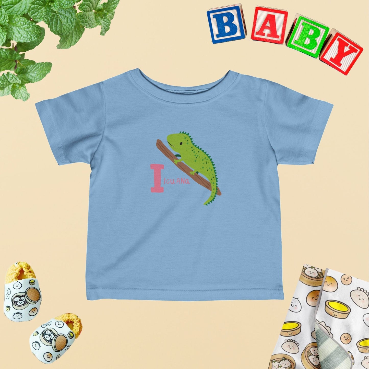 Animal Alphabet - I for Iguana Baby Tee - Unisex Graphic Tee for Babies