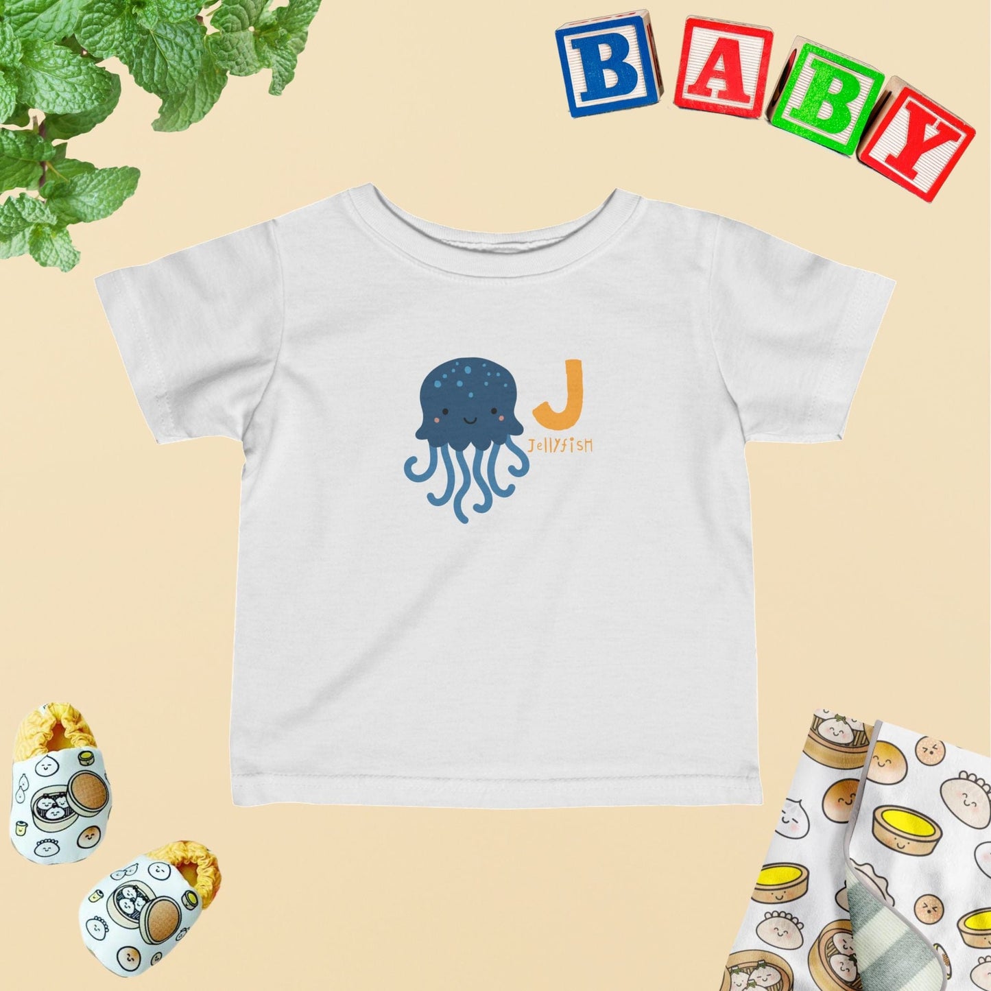 Animal Alphabet - J for Jellyfish Baby Tee - Unisex Graphic Tee for Babies
