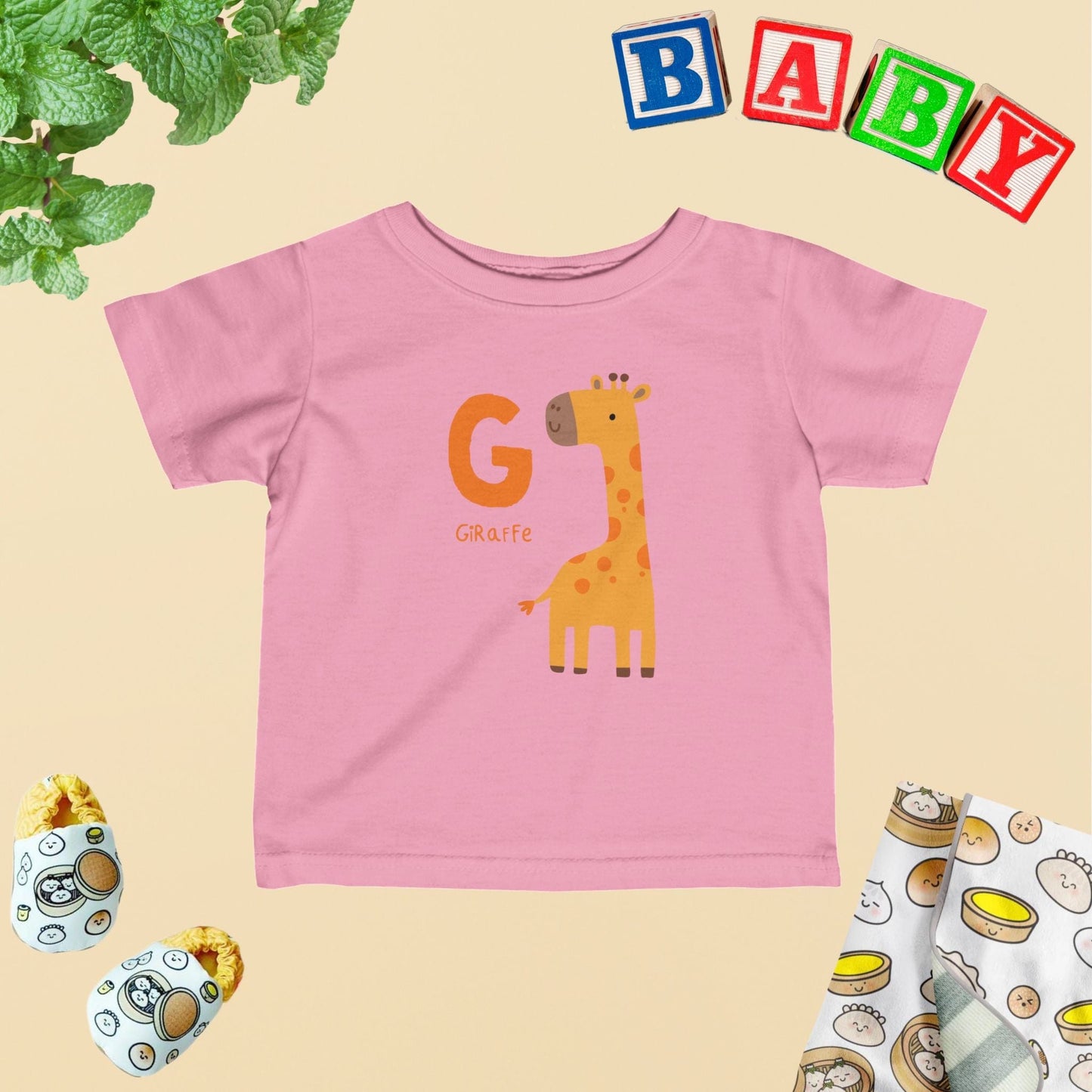 Animal Alphabet - G for Giraffe Baby Tee - Unisex Graphic Tee for Babies