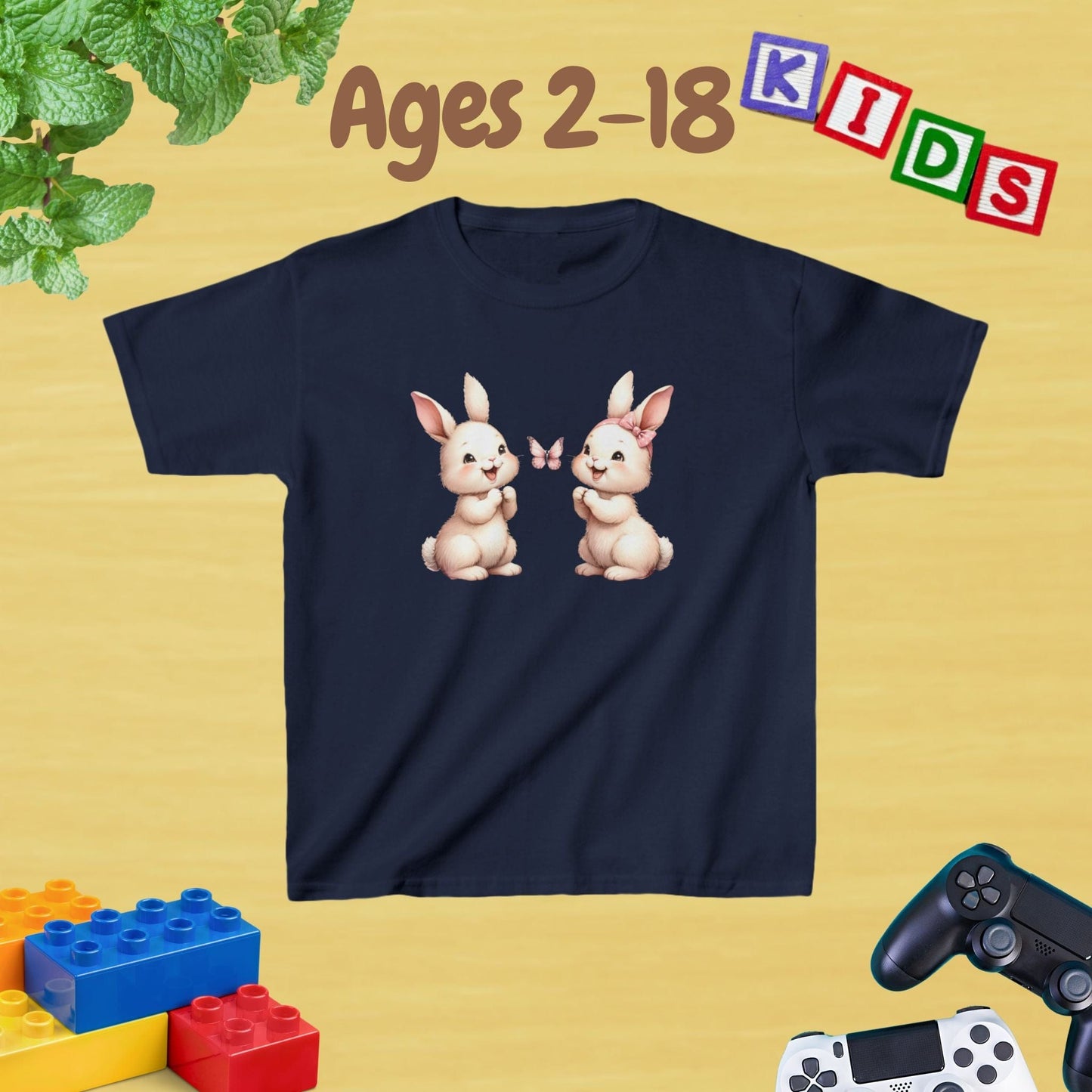 My Twins Bunnies & Butterfly Kids Tee Age 2-18