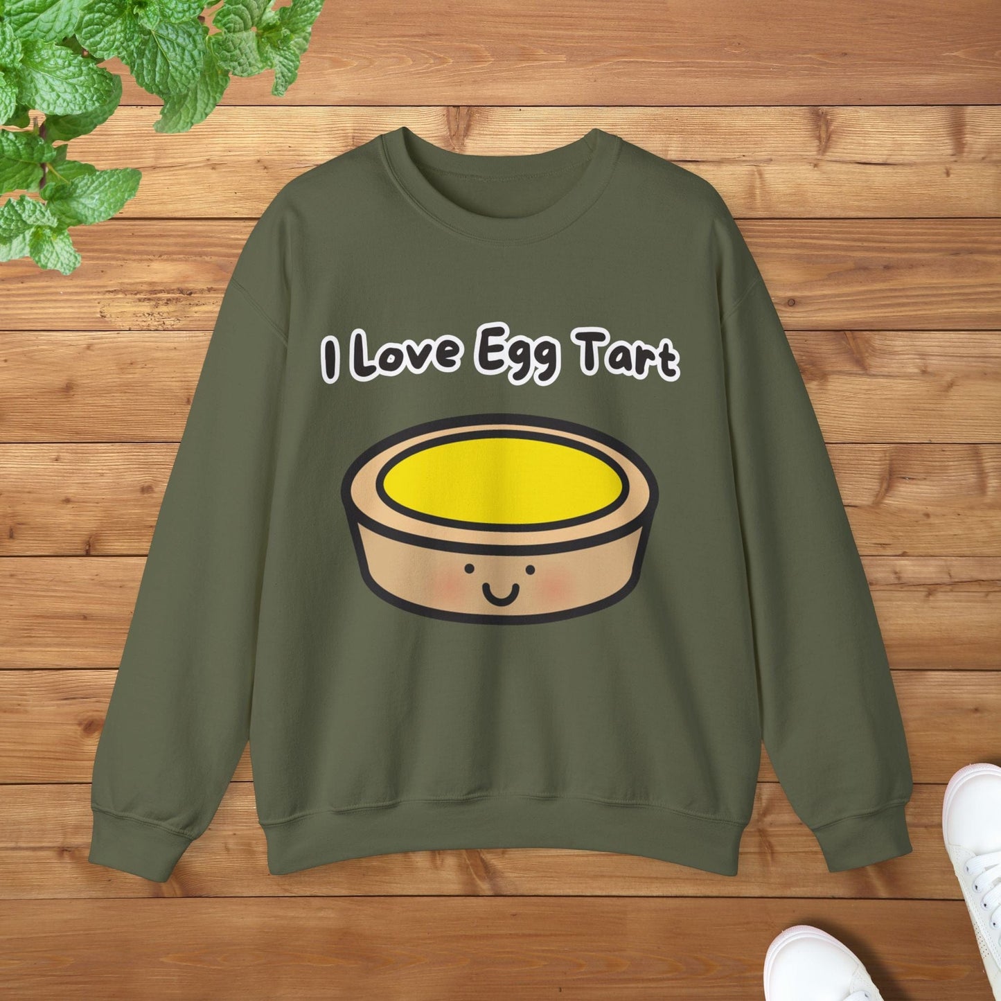 I Love Egg Tart Sweatshirt - Unisex Graphic Adult Sweatshirt for Food Lovers