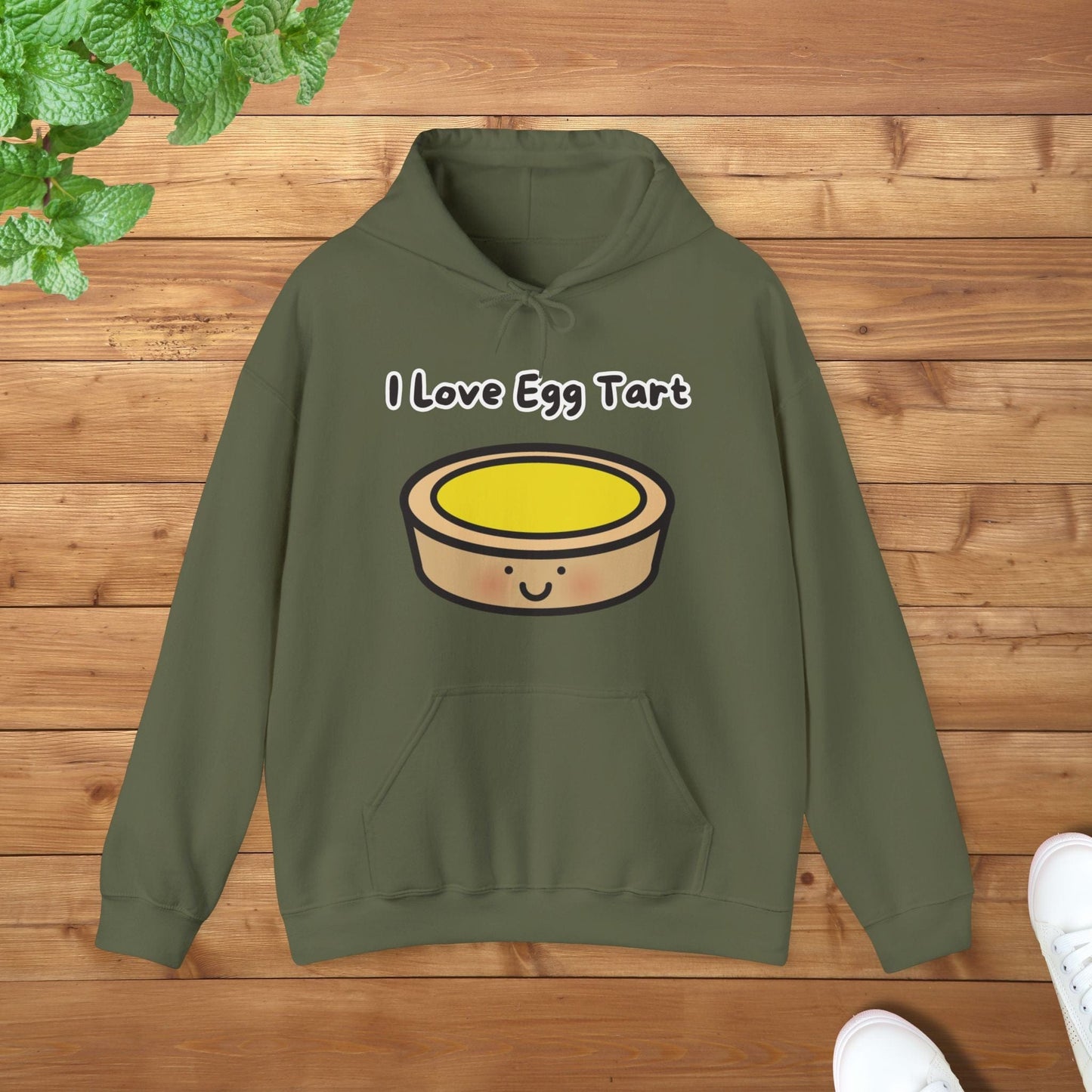 I Love Egg Tart Hoodie - Unisex Graphic Adult Hoodie for Food Lovers