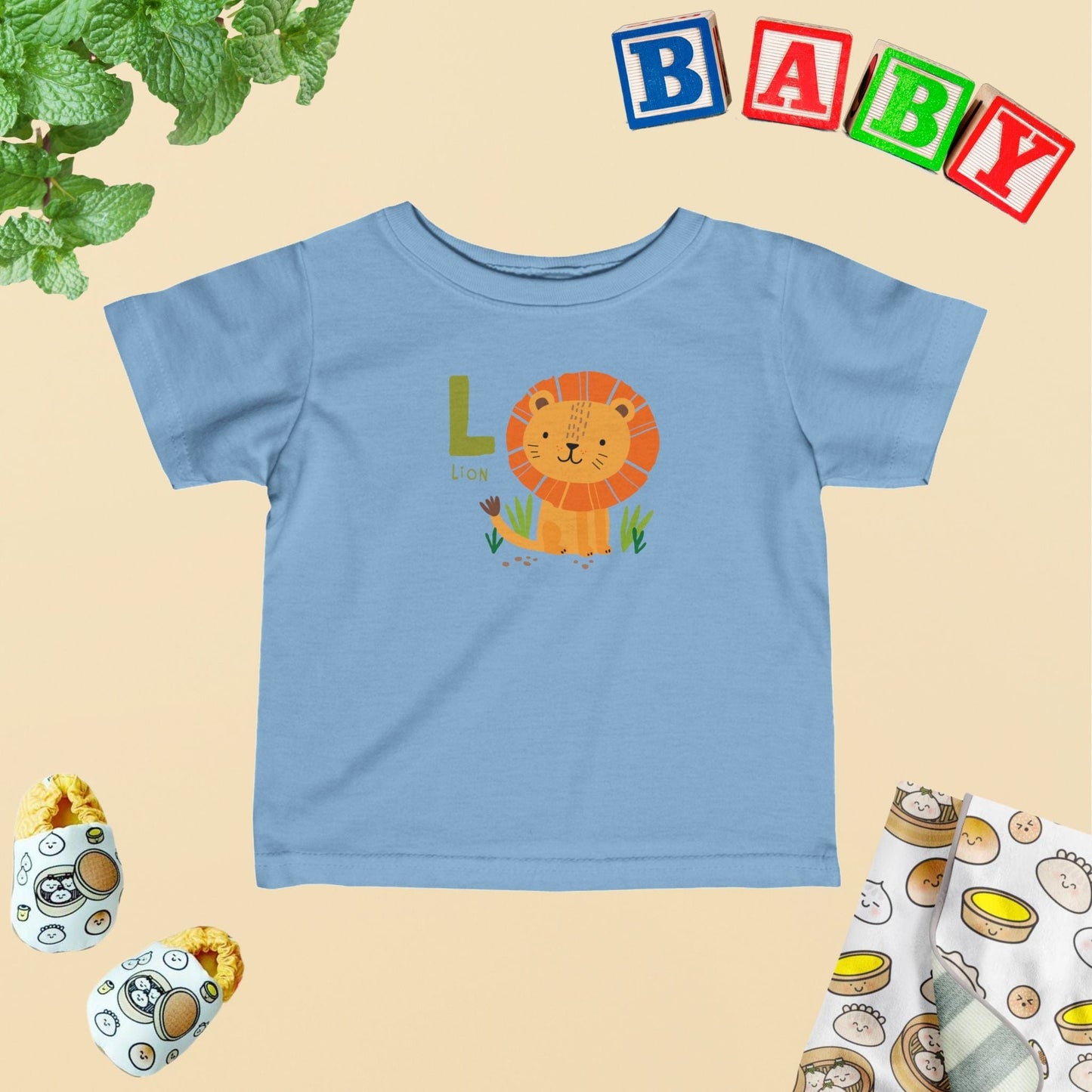 Animal Alphabet - L for Lion Baby Tee - Unisex Graphic Tee for Babies