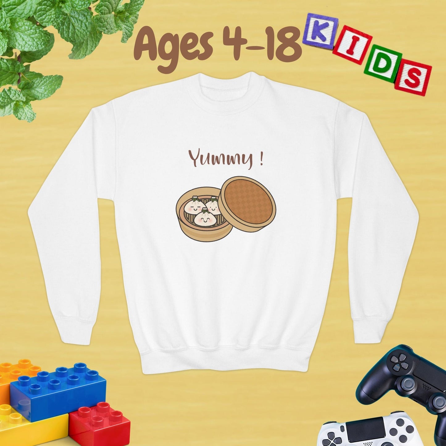 Yummy Dumplings Family Ages 4-18 Kids Sweatshirt for Food Lovers Warm Top