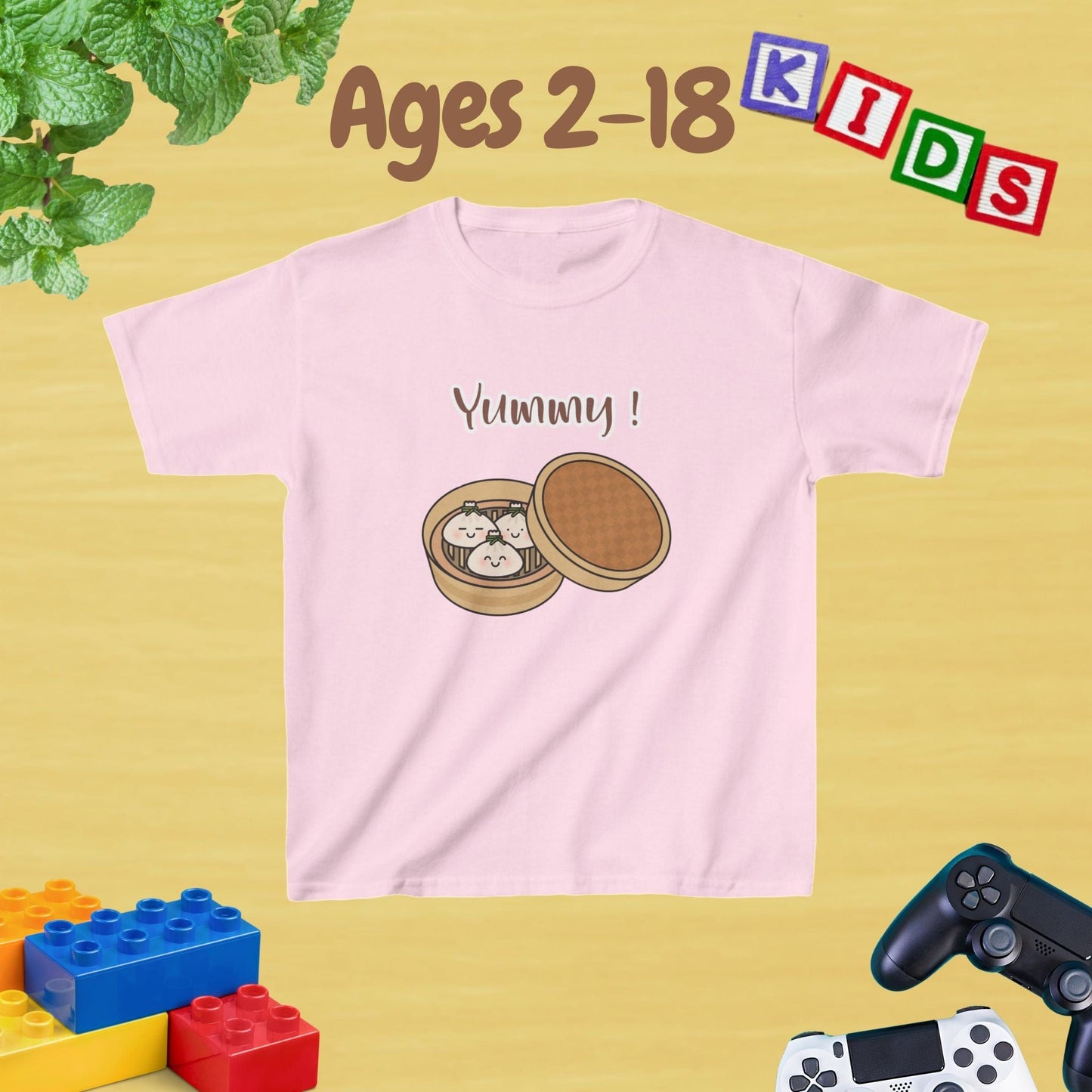 Yummy Dumplings Kids T-Shirt Fun Foodie - Unisex Graphic Tee for Kids Age 2-18