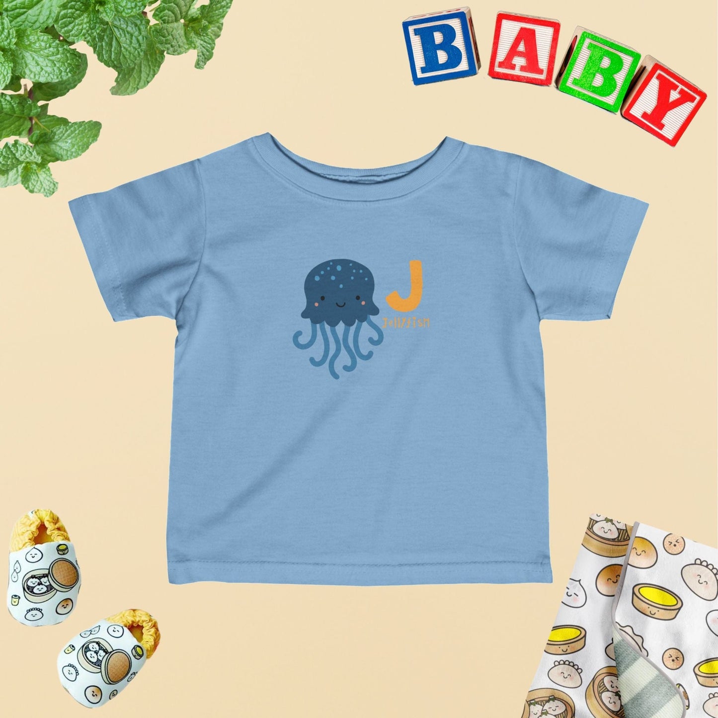 Animal Alphabet - J for Jellyfish Baby Tee - Unisex Graphic Tee for Babies