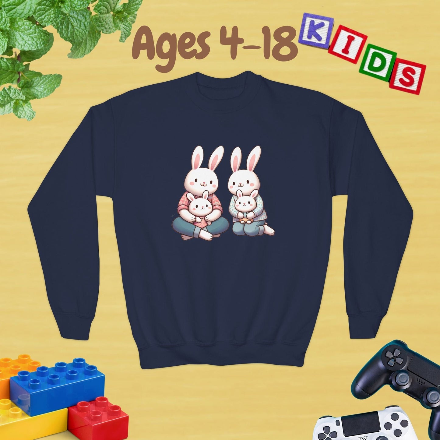 Bunny Family Ages 4-18 Kids Sweatshirt
