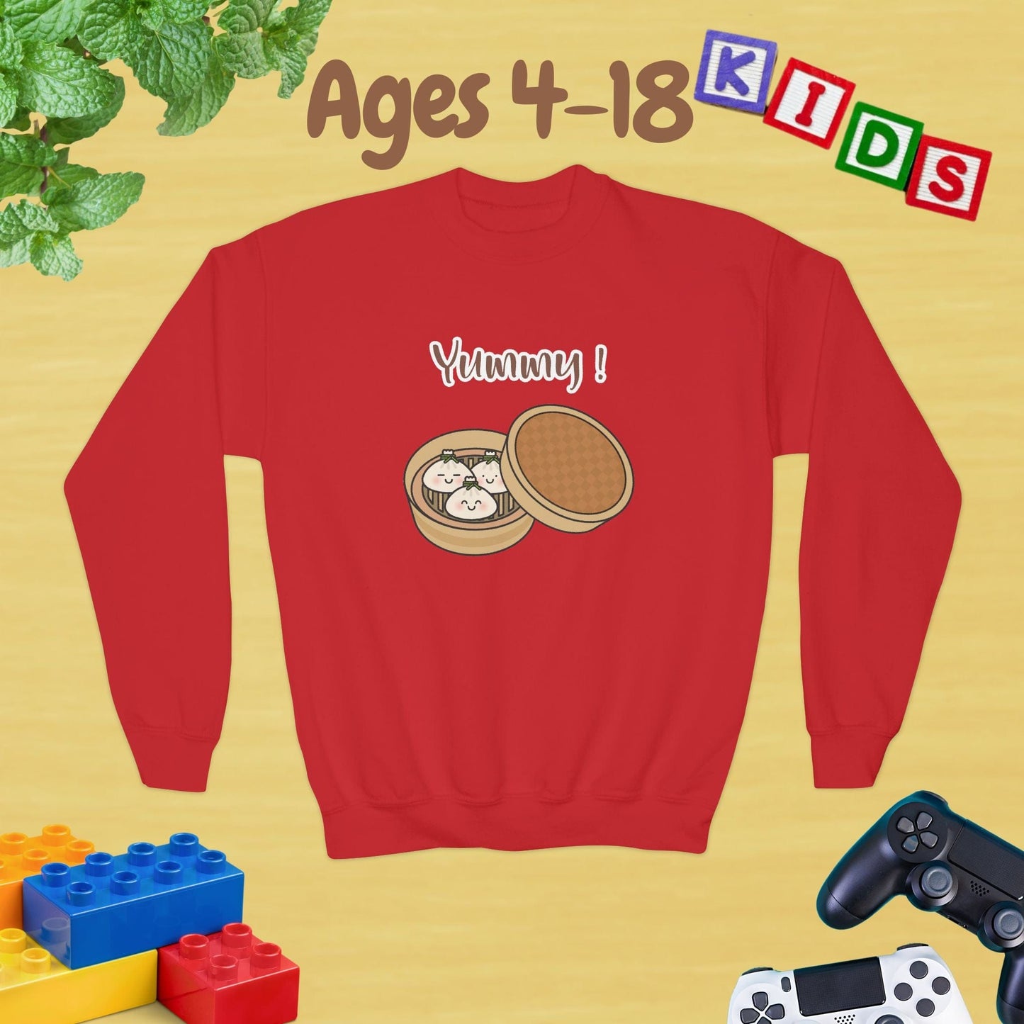 Yummy Dumplings Family Ages 4-18 Kids Sweatshirt for Food Lovers Warm Top