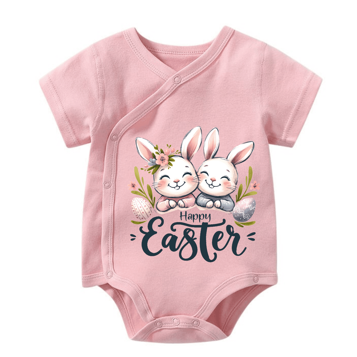 Short-Sleeve 100% Cotton Bodysuit (Happy Easter)