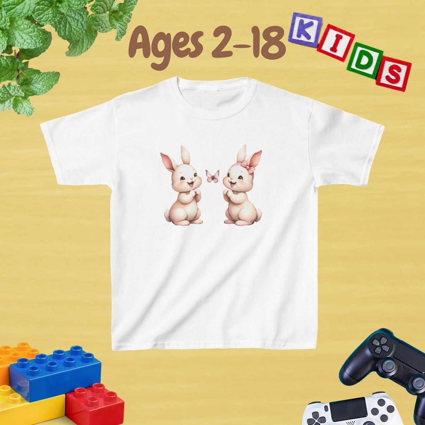 My Twins Bunnies & Butterfly Kids Tee Age 2-18
