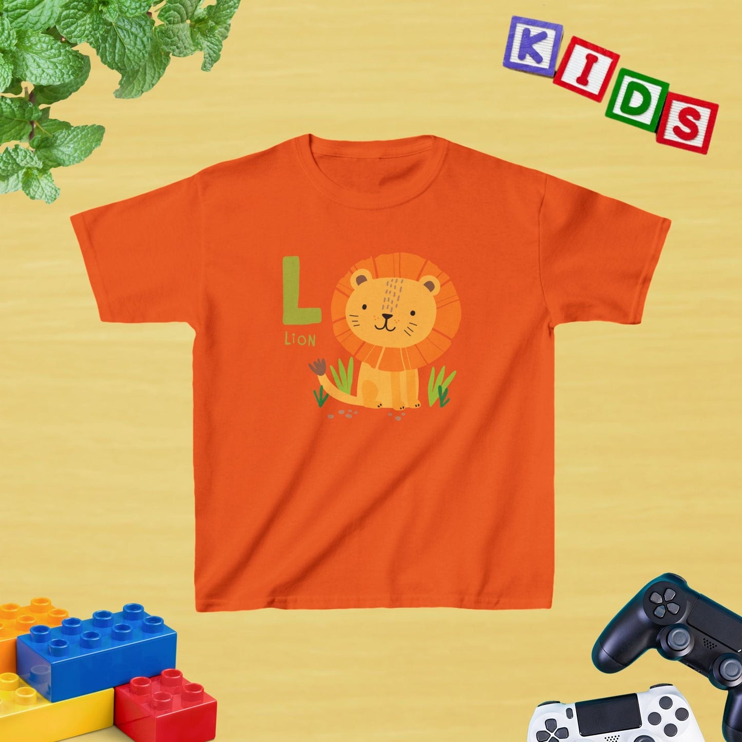Animal Alphabet - L for Lion Unisex Kids Tee - Fun Educational Graphic Tee for Kids Age 2-18