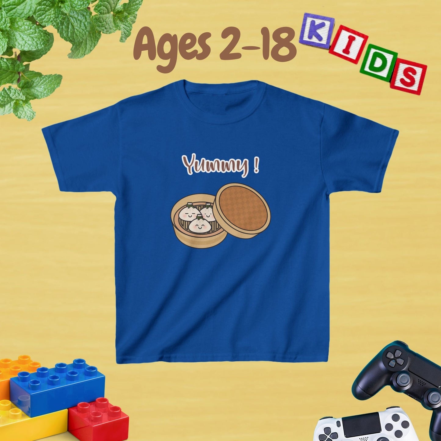 Yummy Dumplings Kids T-Shirt Fun Foodie - Unisex Graphic Tee for Kids Age 2-18