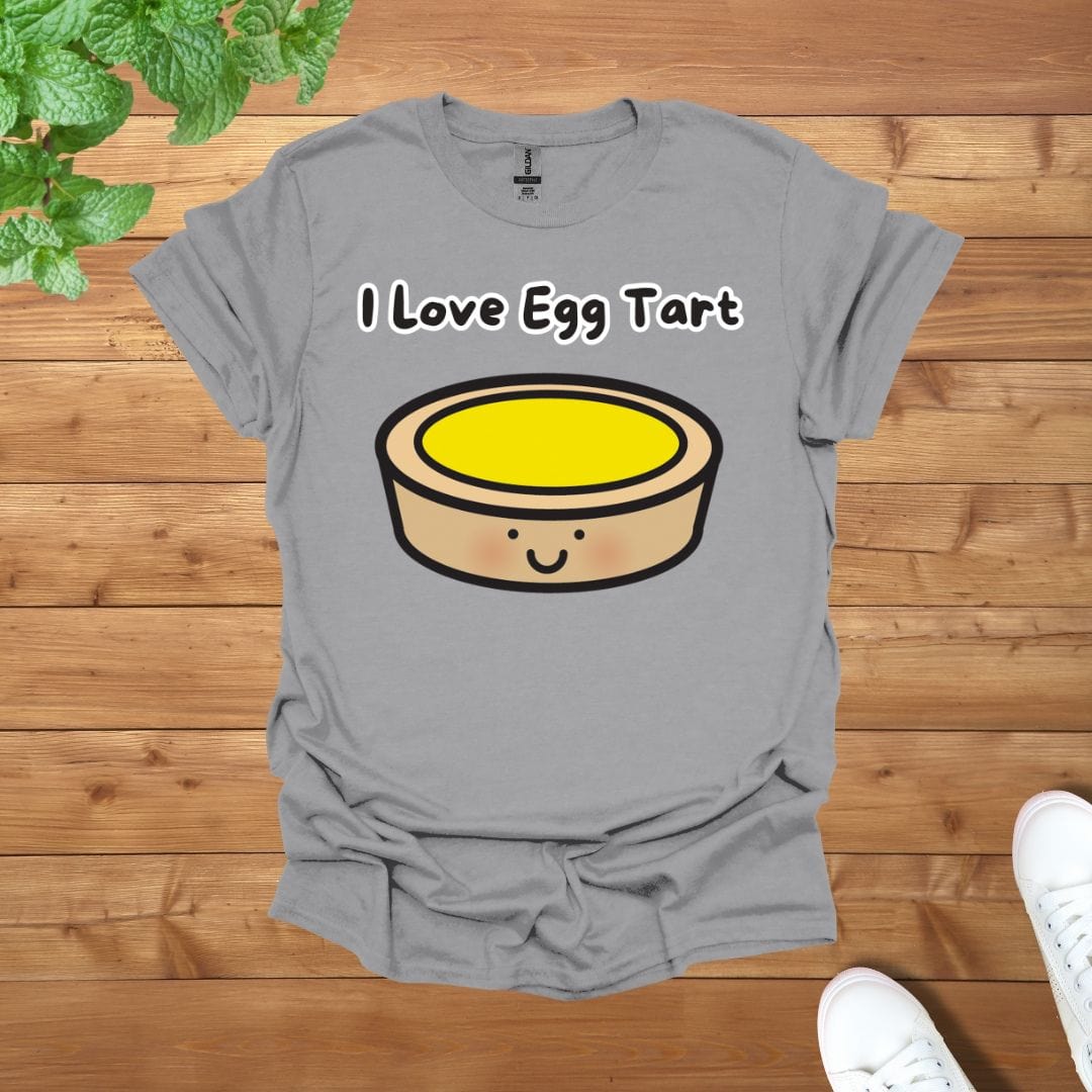 I Love Egg Tart T-Shirt - Unisex Graphic Adult T-Shirt for Food Lovers
