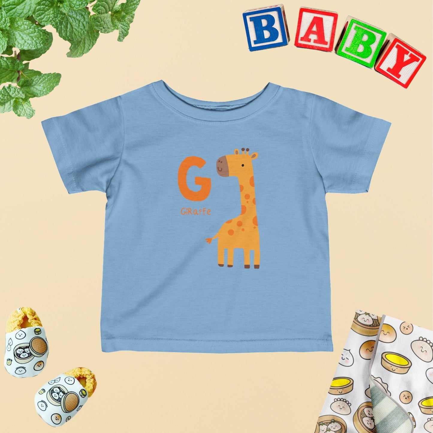 Animal Alphabet - G for Giraffe Baby Tee - Unisex Graphic Tee for Babies