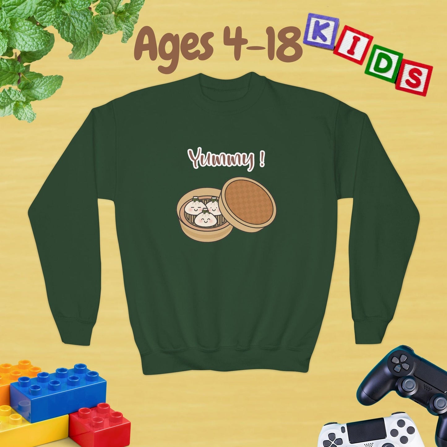 Yummy Dumplings Family Ages 4-18 Kids Sweatshirt for Food Lovers Warm Top