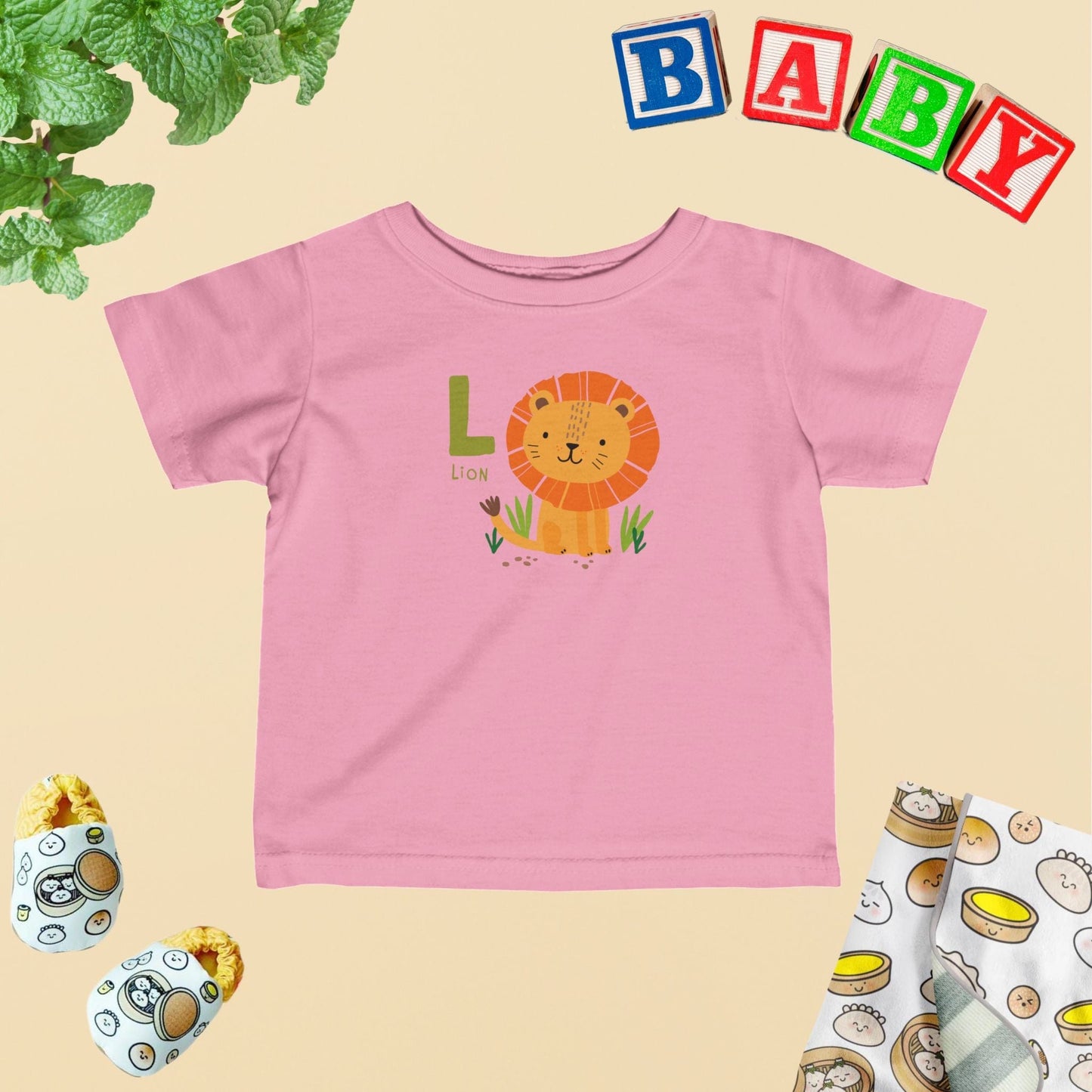 Animal Alphabet - L for Lion Baby Tee - Unisex Graphic Tee for Babies