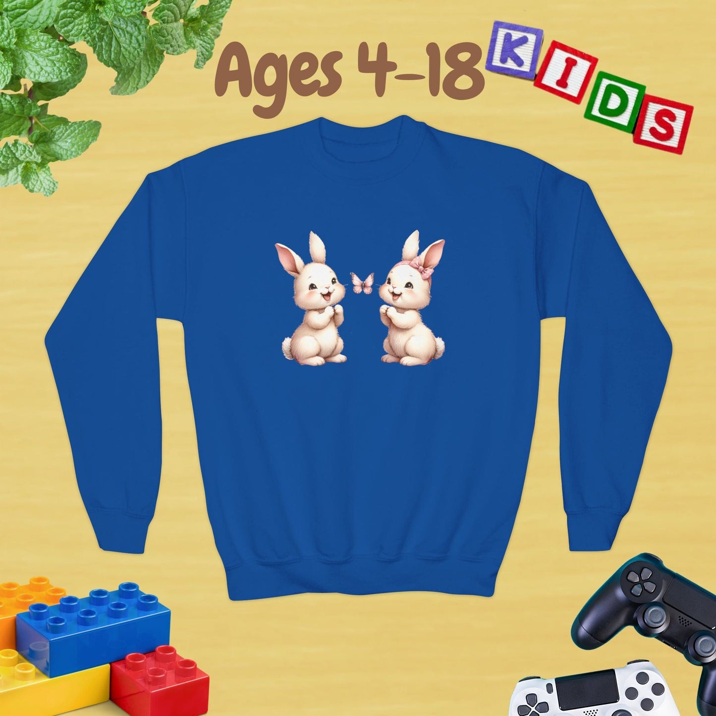 My Twins Bunnies & Butterfly Ages 4-18 Kids Sweatshirt
