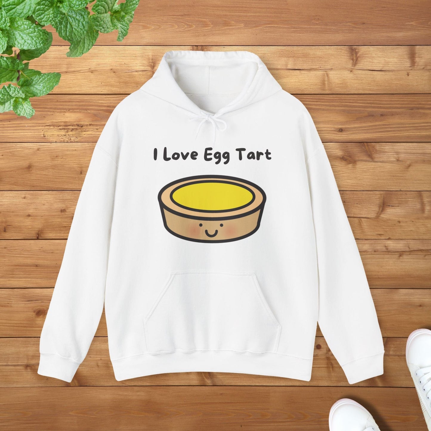 I Love Egg Tart Hoodie - Unisex Graphic Adult Hoodie for Food Lovers