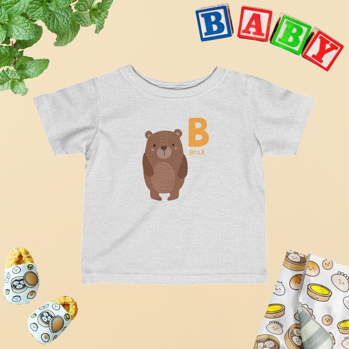 Animal Alphabet - B for Bear Baby Tee - Unisex Graphic Tee for Babies