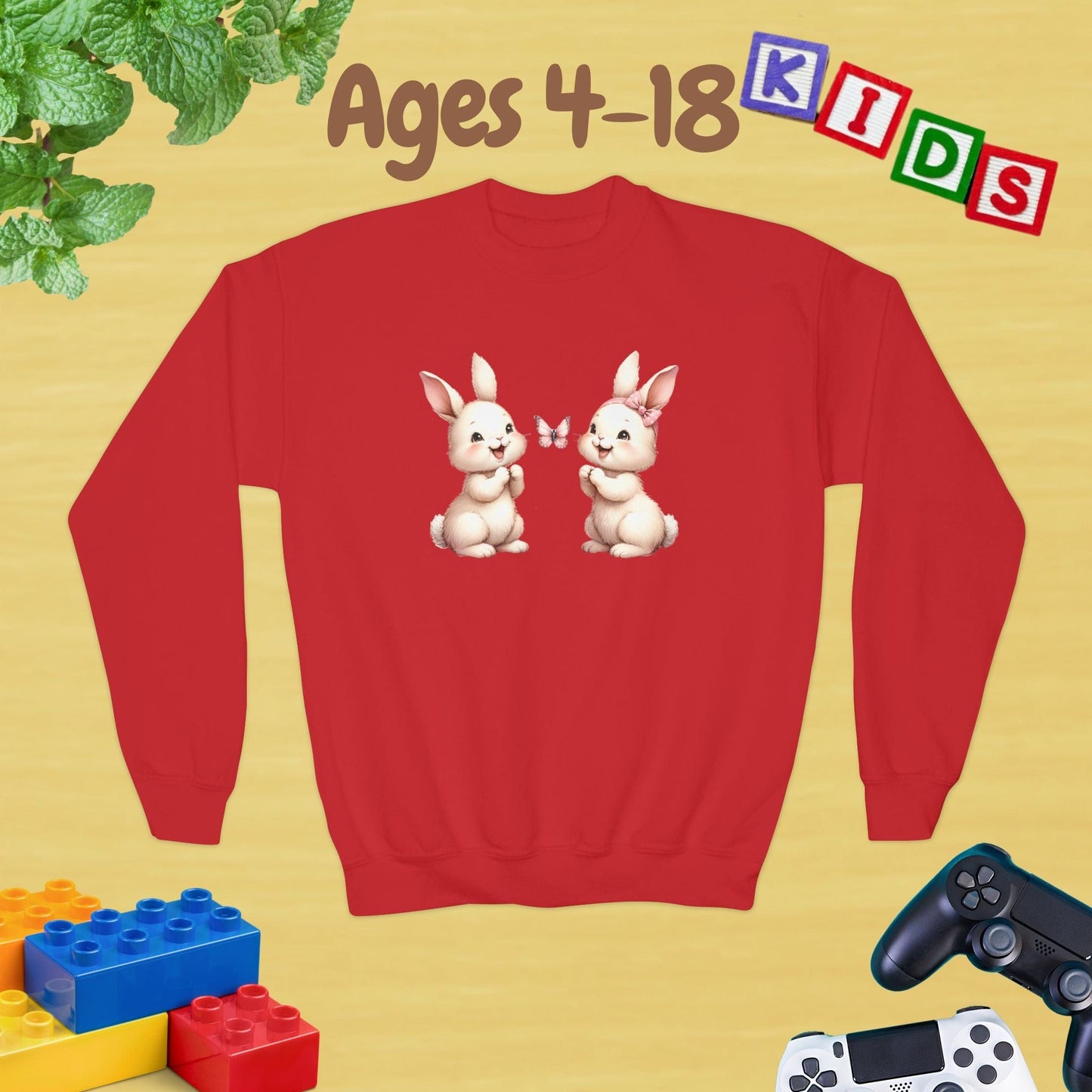 My Twins Bunnies & Butterfly Ages 4-18 Kids Sweatshirt