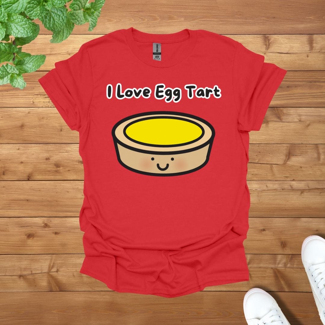 I Love Egg Tart T-Shirt - Unisex Graphic Adult T-Shirt for Food Lovers
