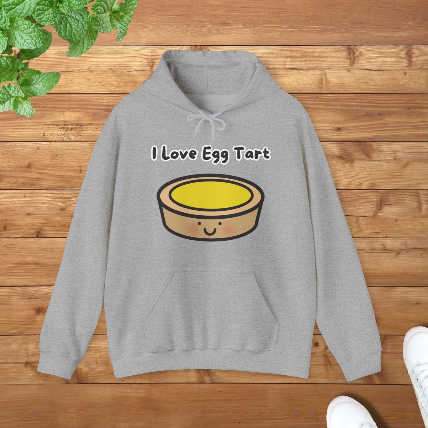 I Love Egg Tart Hoodie - Unisex Graphic Adult Hoodie for Food Lovers