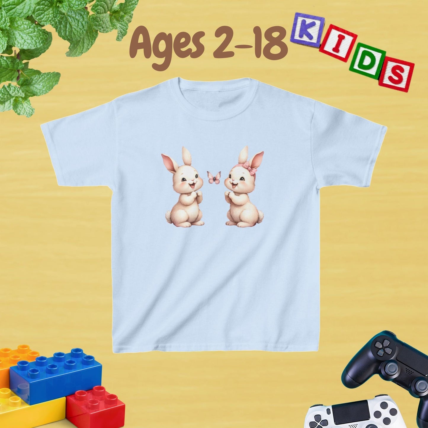 My Twins Bunnies & Butterfly Kids Tee Age 2-18