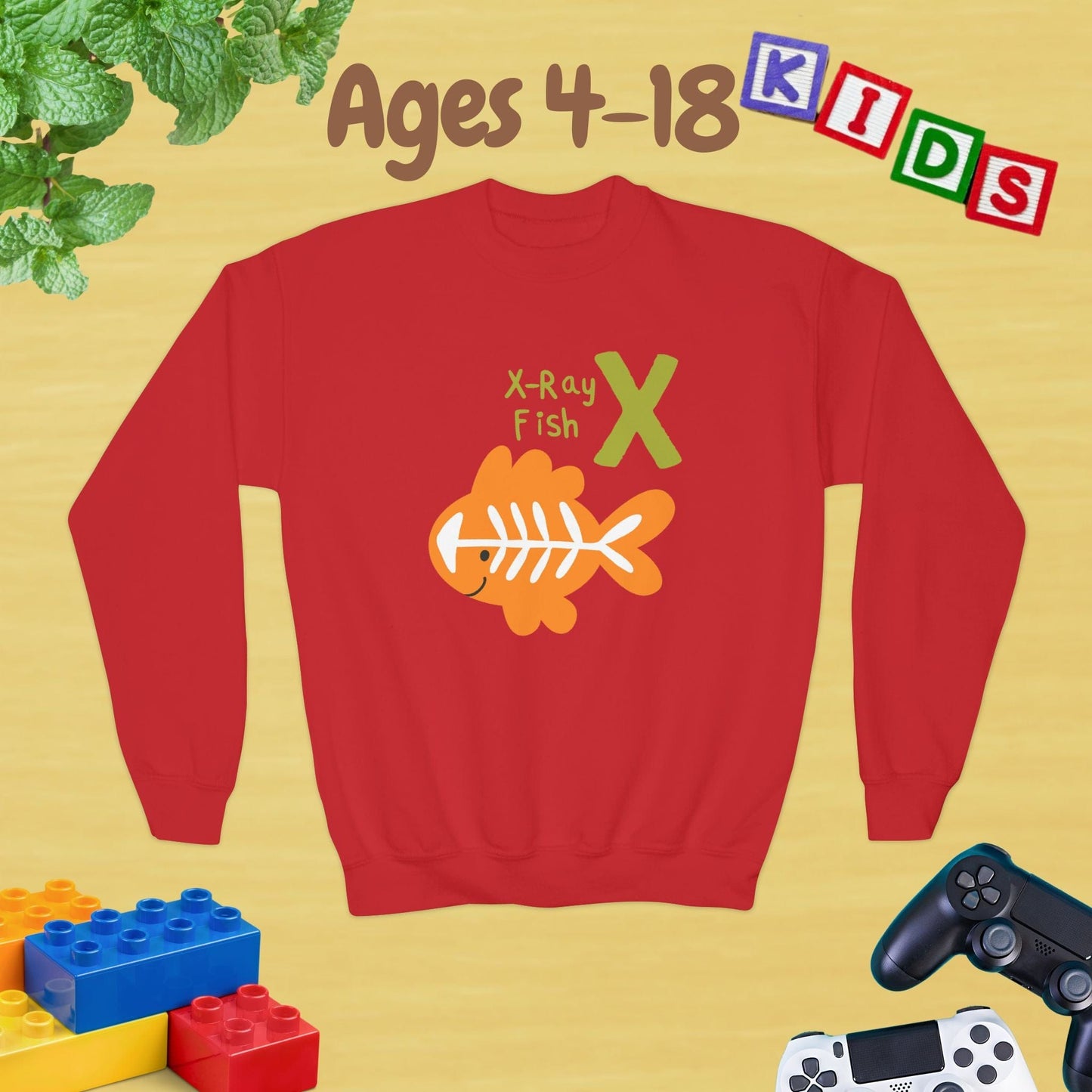 Animal Alphabet Y for Yak Ages 4-18 Unisex Kids and Teens Sweatshirt - Cozy Fall and Winter Youth Sweatshirt