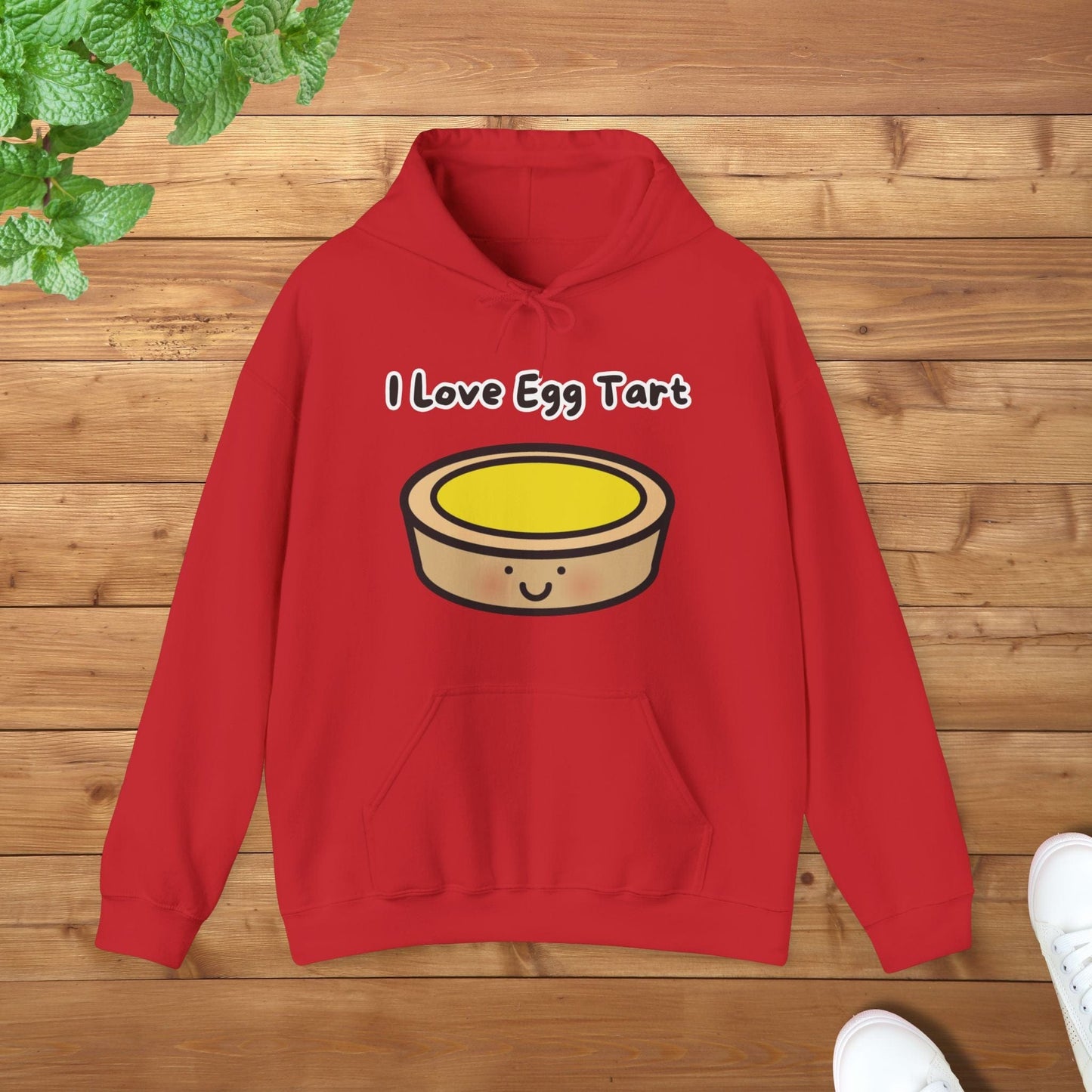 I Love Egg Tart Hoodie - Unisex Graphic Adult Hoodie for Food Lovers