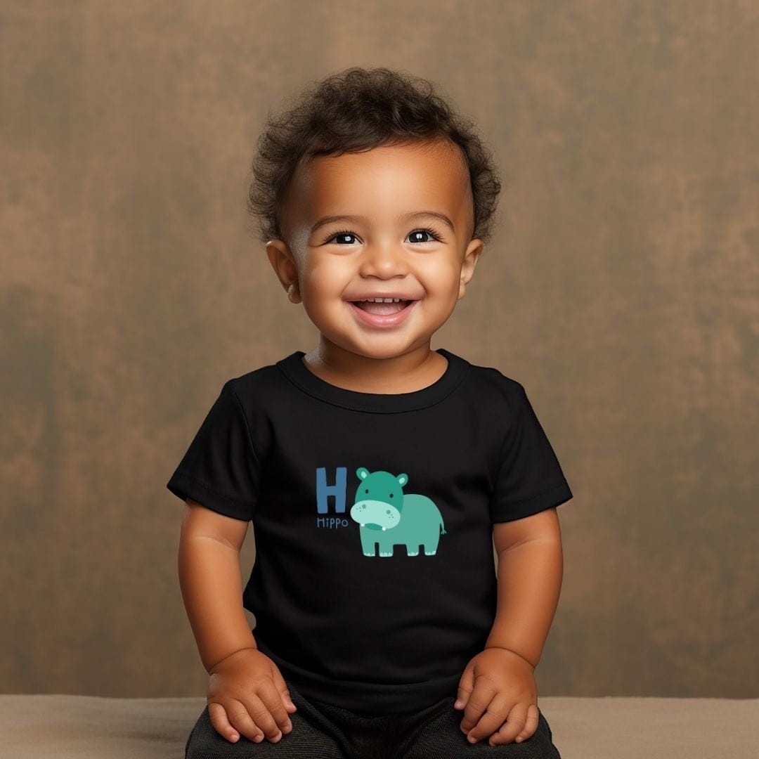 Animal Alphabet - H for Hippo Baby Tee - Unisex Graphic Tee for Babies