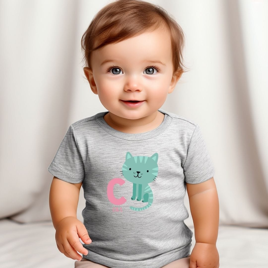 Animal Alphabet - C for Cat Baby Tee - Unisex Graphic Tee for Babies