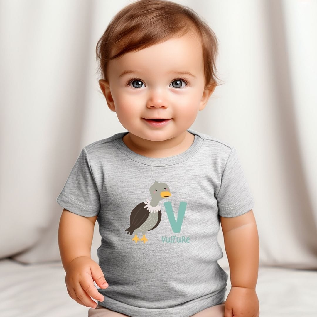 Animal Alphabet - V for Vulture Baby Tee - Unisex Graphic Tee for Babies