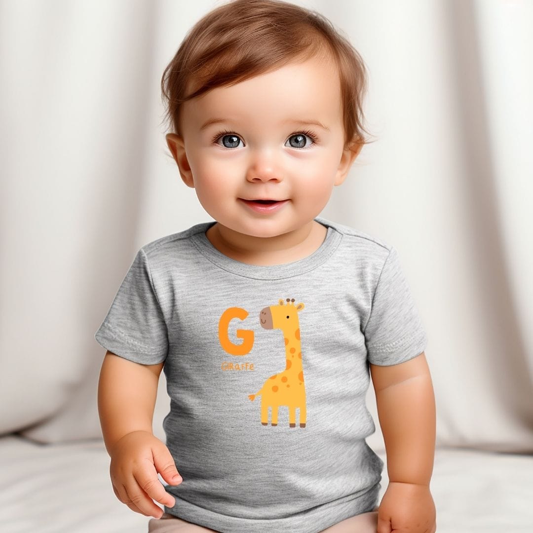 Animal Alphabet - G for Giraffe Baby Tee - Unisex Graphic Tee for Babies