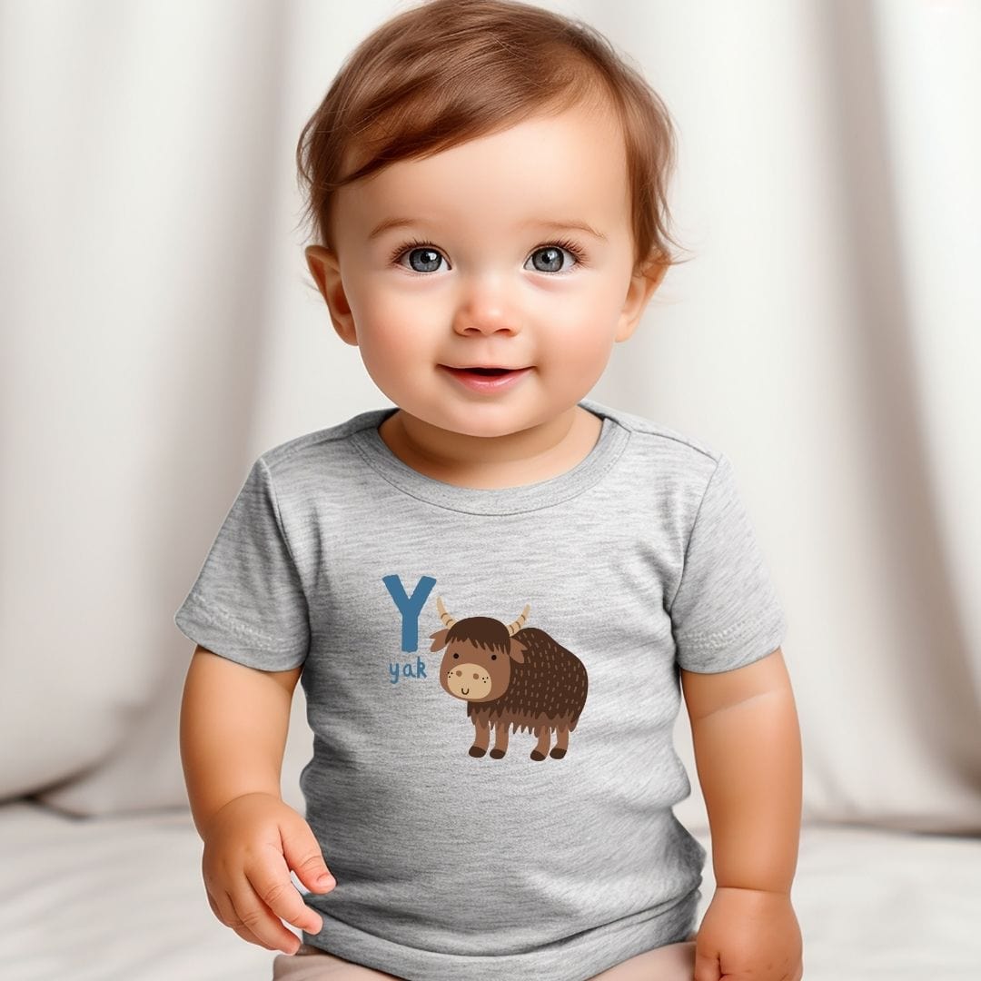 Animal Alphabet - Y for Yak Baby Tee - Unisex Graphic Tee for Babies