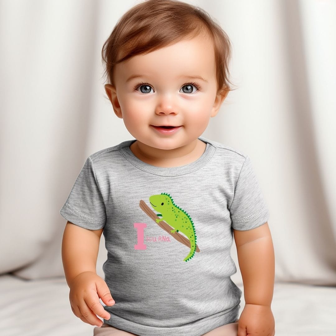 Animal Alphabet - I for Iguana Baby Tee - Unisex Graphic Tee for Babies