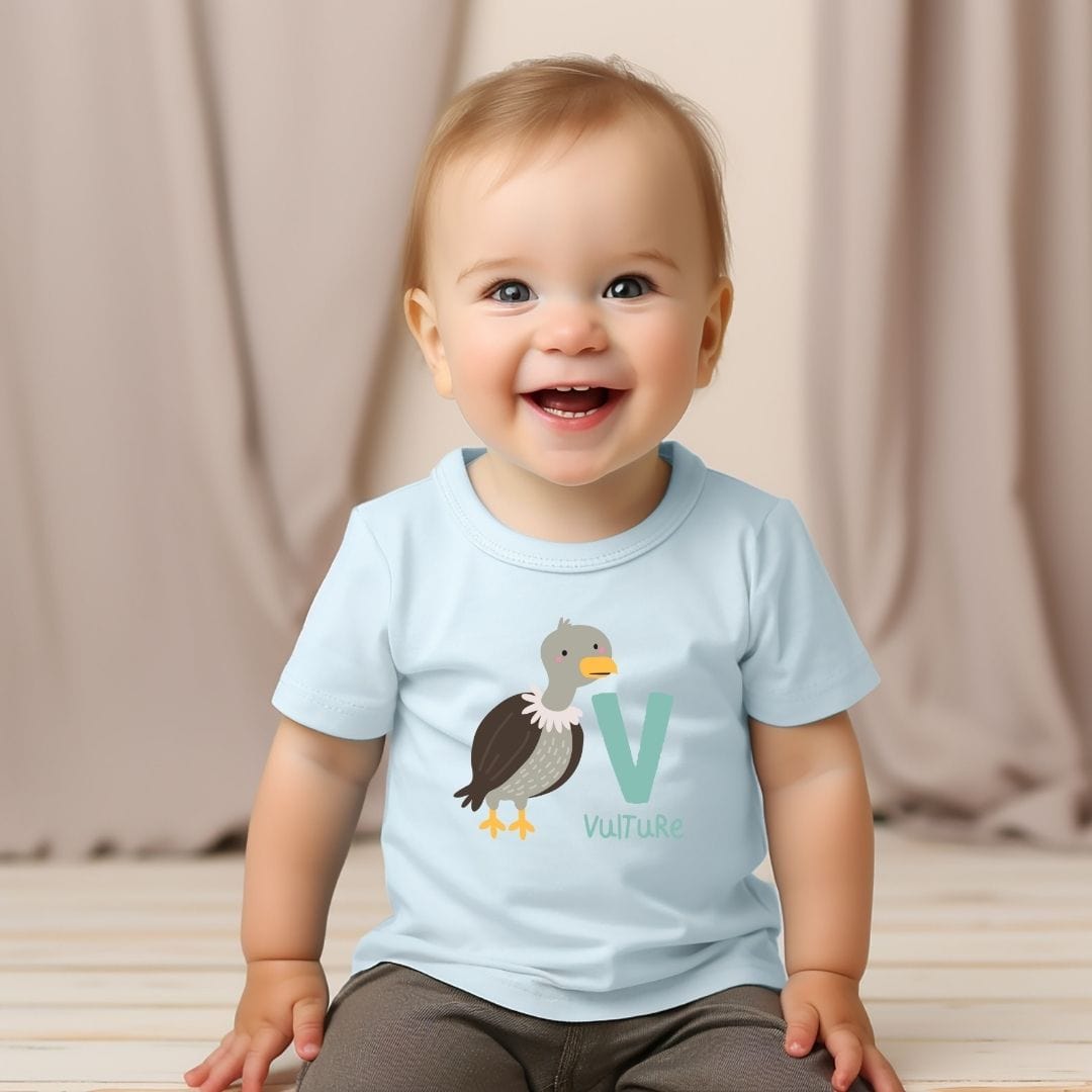Animal Alphabet - V for Vulture Baby Tee - Unisex Graphic Tee for Babies