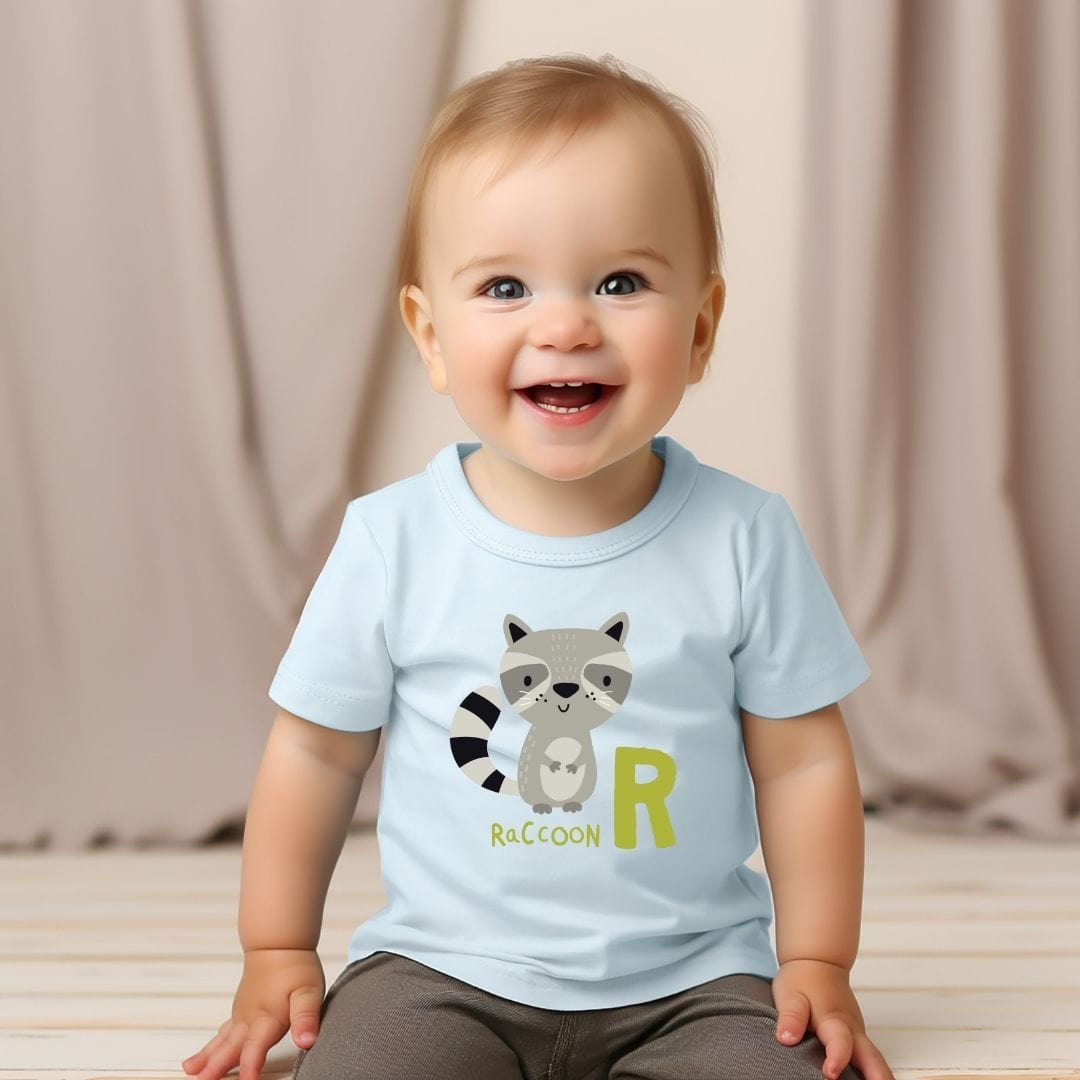 Animal Alphabet - R for Raccoon Baby Tee - Unisex Graphic Tee for Babies