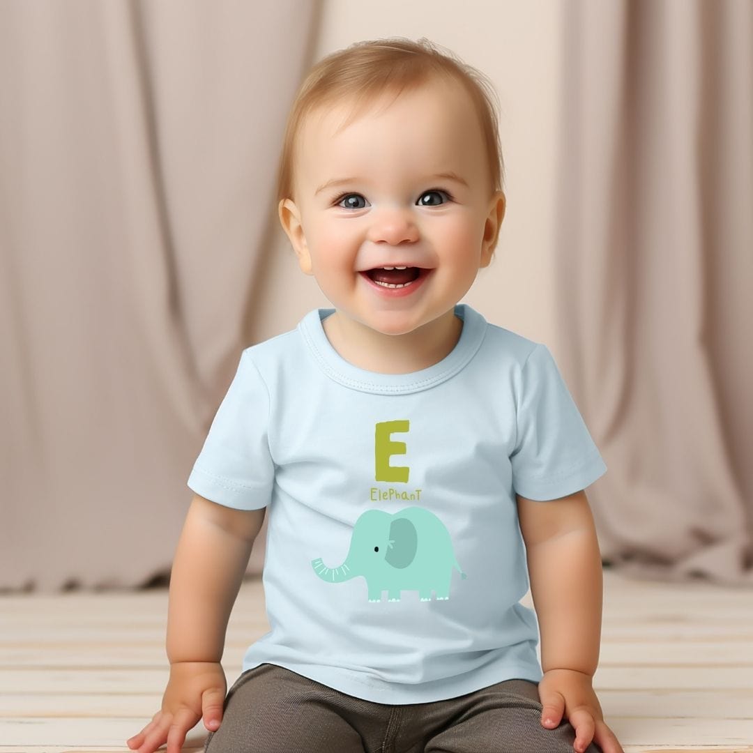 Animal Alphabet - E for Elephant Baby Tee - Unisex Graphic Tee for Babies