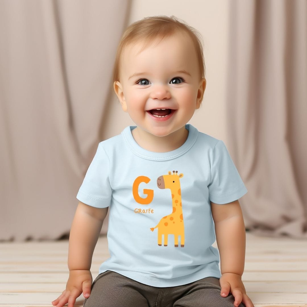 Animal Alphabet - G for Giraffe Baby Tee - Unisex Graphic Tee for Babies