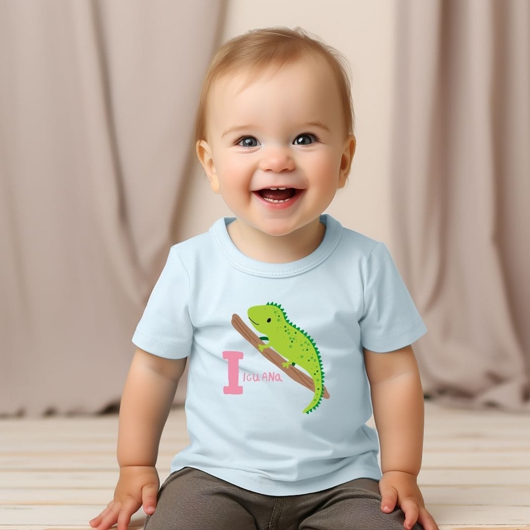 Animal Alphabet - I for Iguana Baby Tee - Unisex Graphic Tee for Babies
