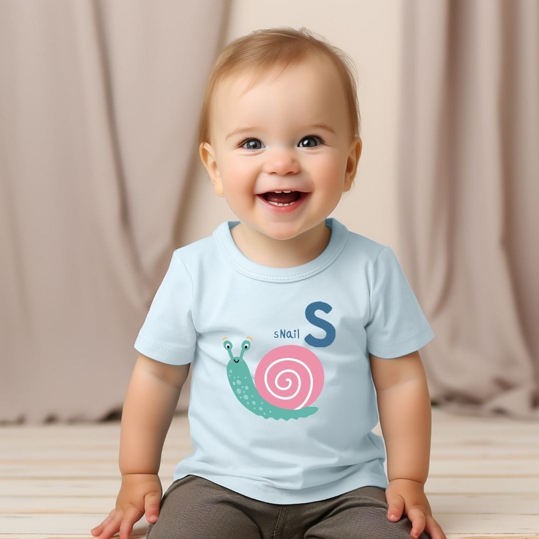 Animal Alphabet - S for Snail Baby Tee - Unisex Graphic Tee for Babies