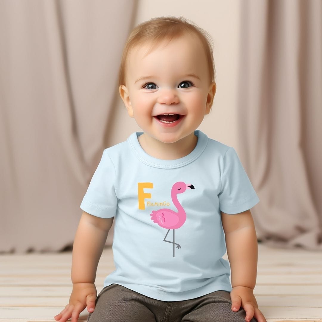 Animal Alphabet - F for Flamingo Baby Tee - Unisex Graphic Tee for Babies