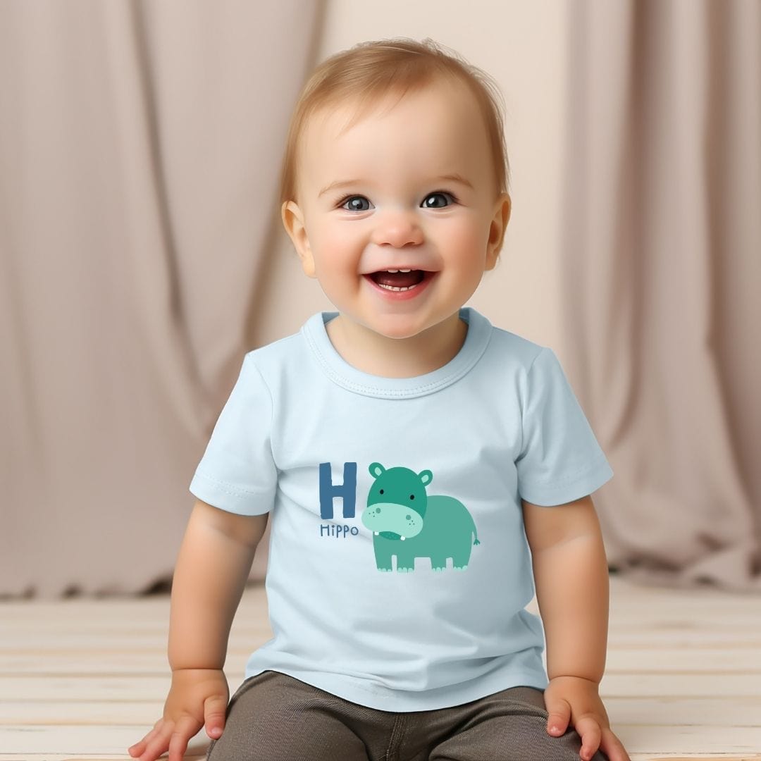 Animal Alphabet - H for Hippo Baby Tee - Unisex Graphic Tee for Babies