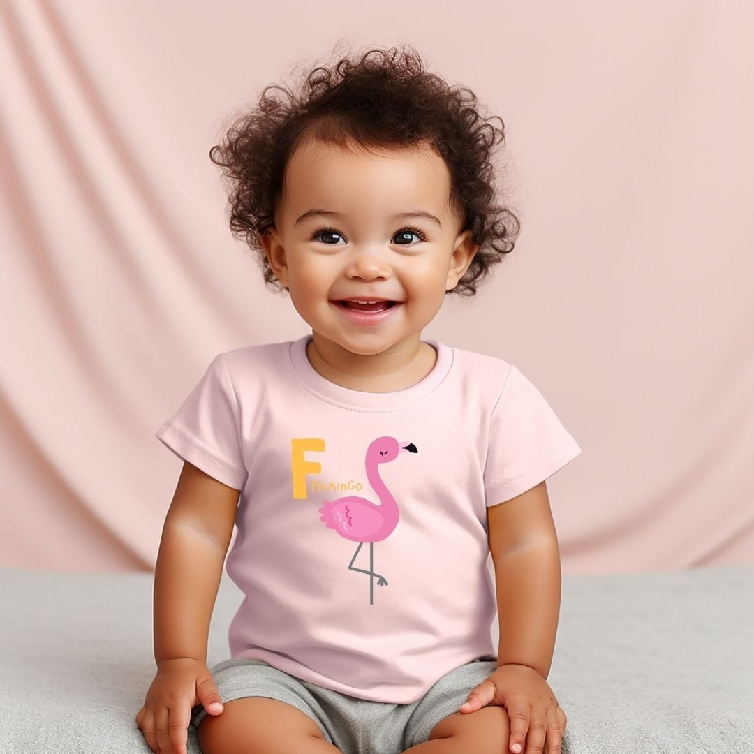 Animal Alphabet - F for Flamingo Baby Tee - Unisex Graphic Tee for Babies